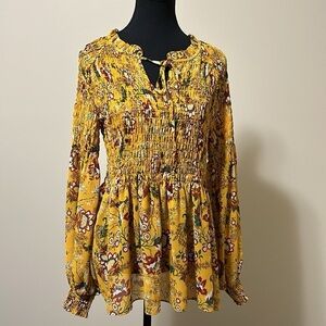 SOLD ROSE  &  Olive Floral Peplum Top Size Large
